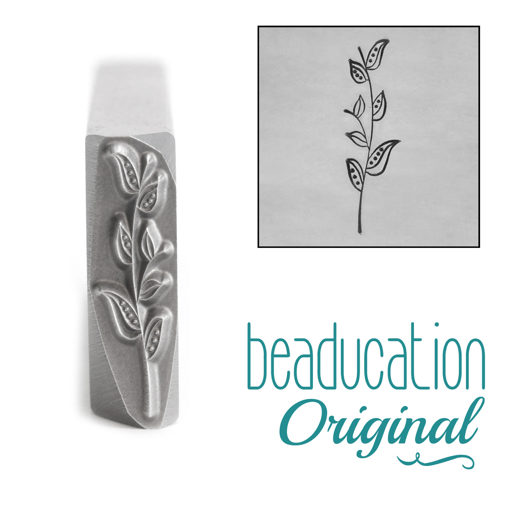 Metal Stamping Tools Long Stem with Seven Leaves Metal Design Stamp, 18mm - Beaducation Original